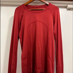 Lululemon Swiftly Tech 10 Long sleeve red orange